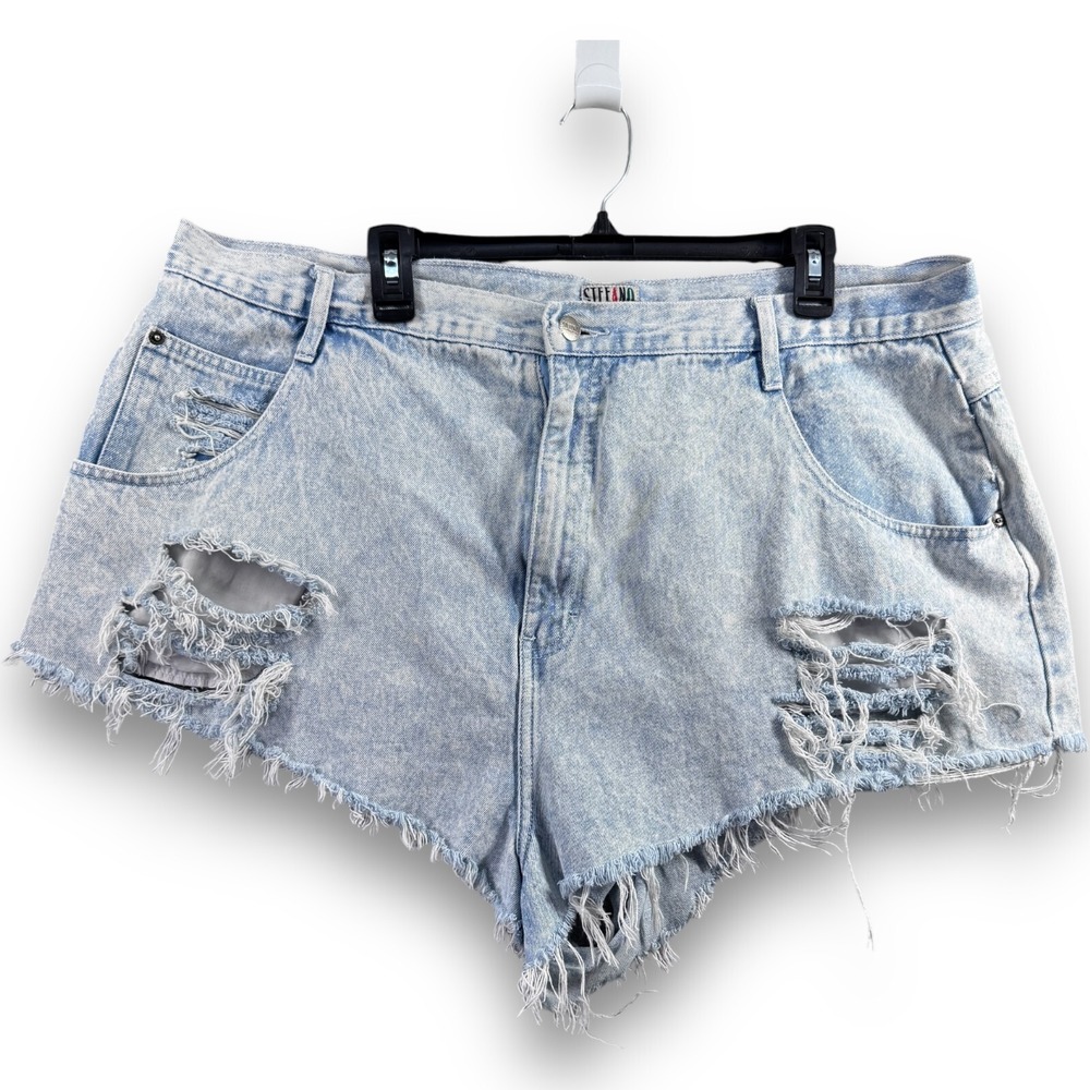 Vintage 90s Stefano Light Wash Shorts Womens 26 Denim Jean Raw Hem Distressed